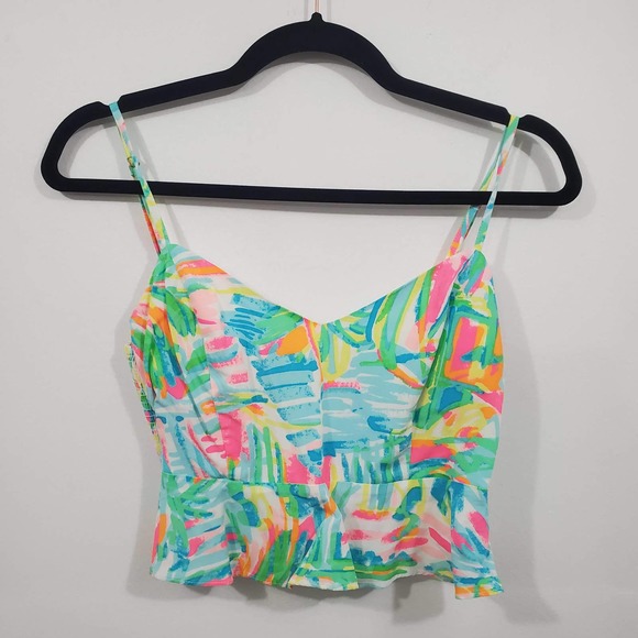 Lilly Pulitzer Linnea Top Blouse Cropped Sleeveless Peplum Cami Women's Size XXS - Picture 4 of 12